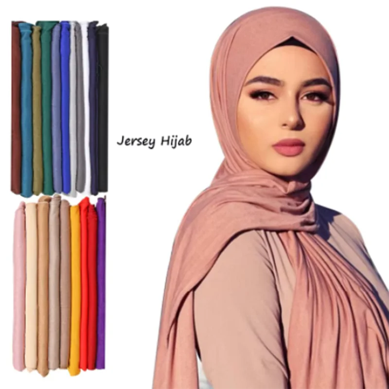 43 Colors Plain Solid Modal Jersey Hijab Women Winter Elasticity Muslim Shawl Scarf Long Wrap Warm Stole Headband 170*60cm