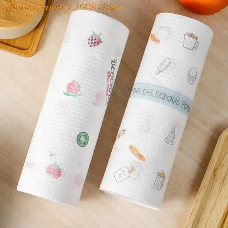 Reusable kitchen rags lazy rags washable kitchen paper thickened wet and dry printed Dish cloth Towels Kitchen Cleaning Supplies