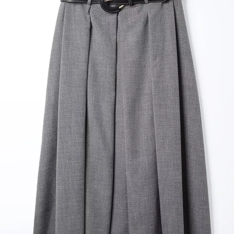 تنورة نسائية ريترو ميدي لعام 2025، Faldas Mujer De Moda، تنورة ذات ثنيات عالية الخصر على شكل حرف A، تنورة أنيقة وأنيقة بطيات