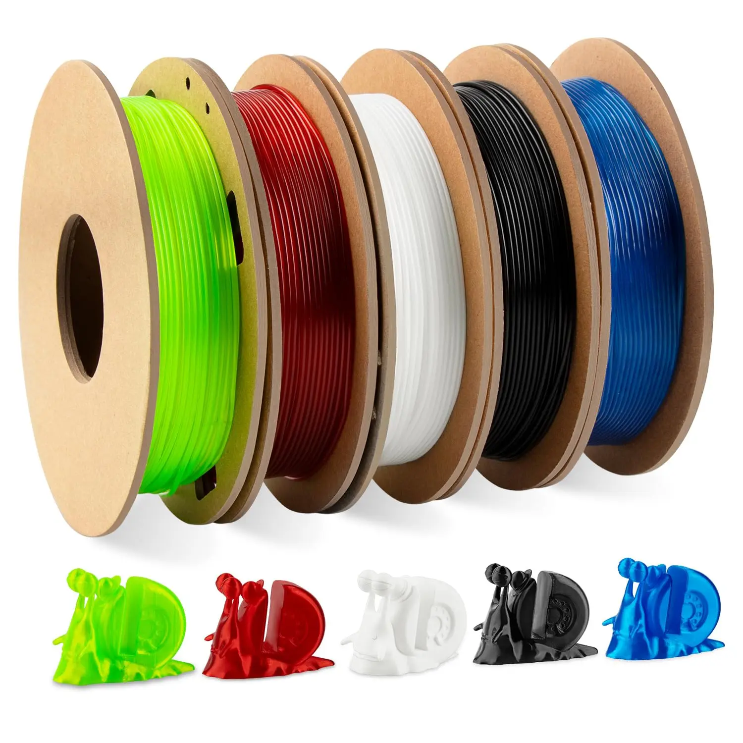 

95A TPU Filament Bundle, 1.75mm Multicolor Pack, 200g x 5 Spools for Flexible 3D Printing