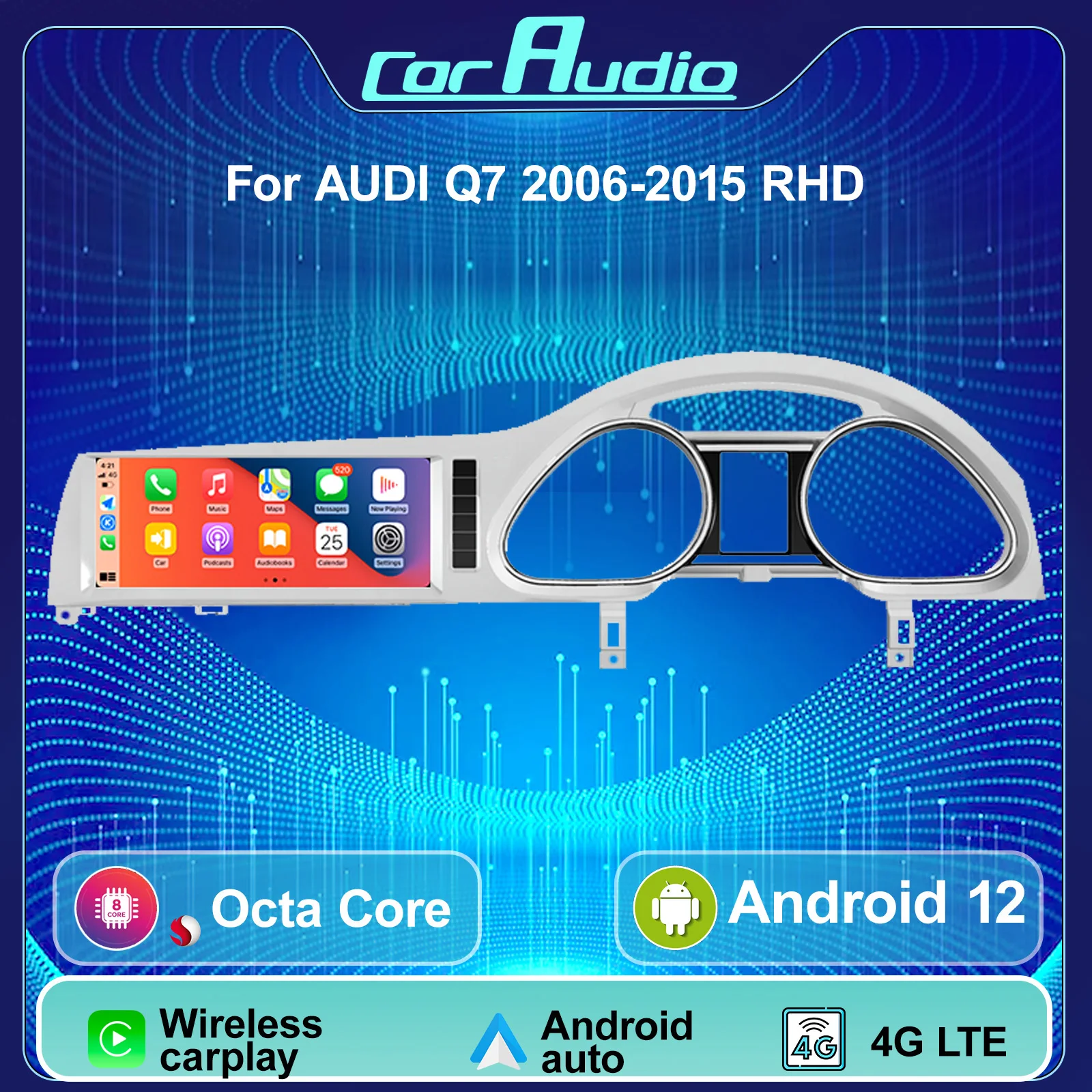 

10,25 "Android автомобильный мультимедийный плеер для Audi Q7 2006-2015 RHD Qualcomm Snapdragon GPS навигация восьмиядерный 4G Carplay стерео