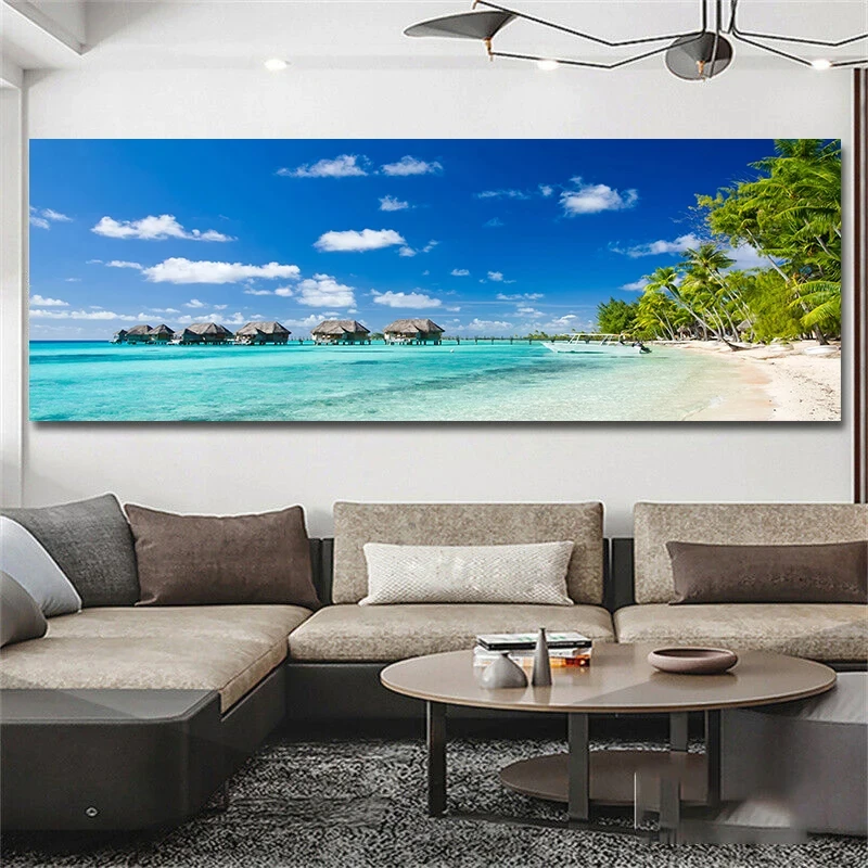Natural Tropical Sea Beach Canvas Painting Palm Tree Seascape Posters And Prints Wall Art Pictures Living Room Home Decoration