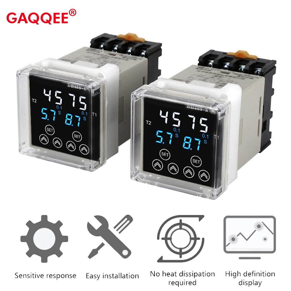 AC220V AC380V DC24V DC12V Digital Delay Time Relay DH48S-S 1Z 2Z Programmable Cycle Timer Time Switch Relay with Socket Base