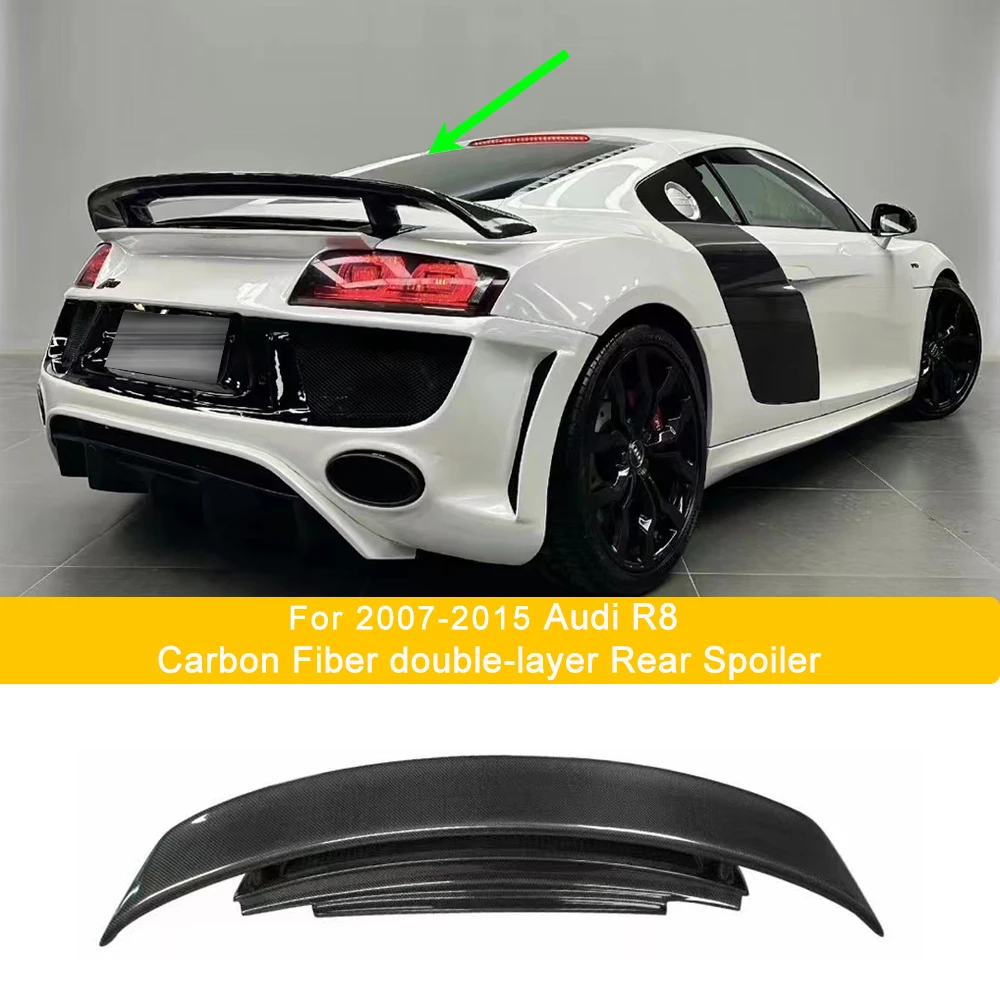 

For the 2007-2015 Audi R8 Carbon Fiber material Rear Spoiler Aerodynamic Accessories that require drilling and installation