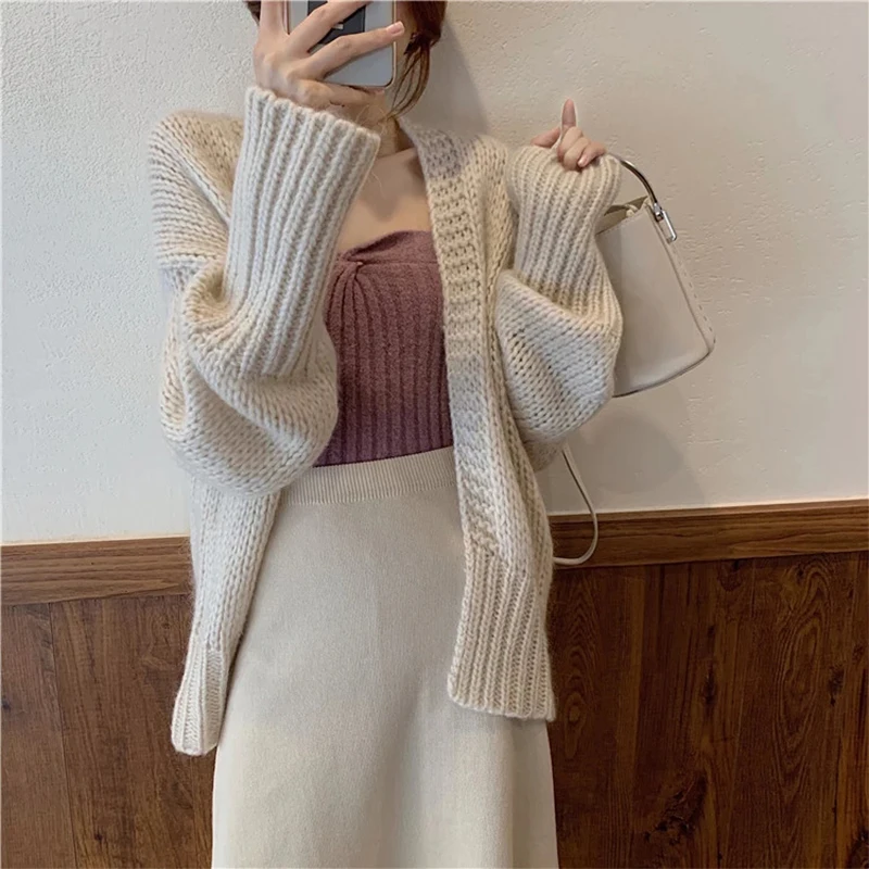 2022 Women Cardigan Winter Warm Sweaters Female Casual Coat Japan Style Loose Outerwear Knitted Clothing