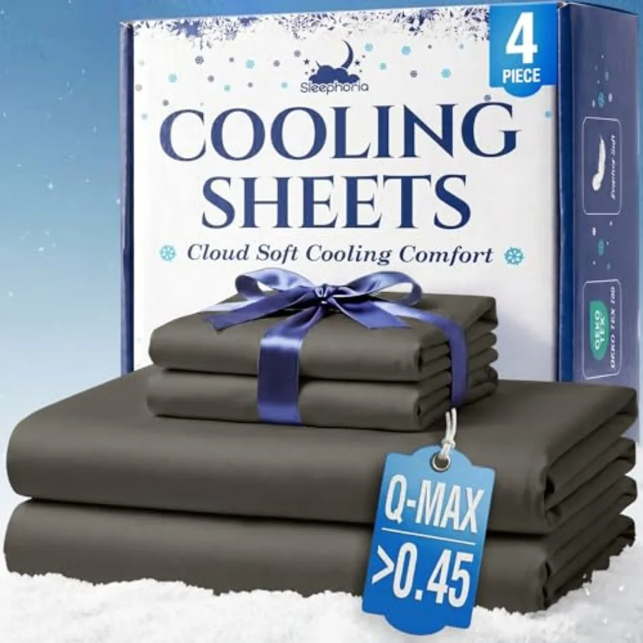 

Cooling Sheets - BreezeWeave 4 PC Size Cooling Bed Sheets for Hot Sleepers and Deep, Cool Rest - Cloud Soft, Silky Smooth, 16 i