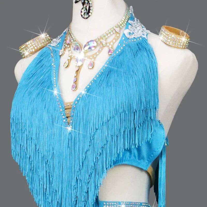 Novo vestido de dança latina sexy feminino salão franjas saia profissional roupas de festa ao ar livre meninas prática wear terno baile samba