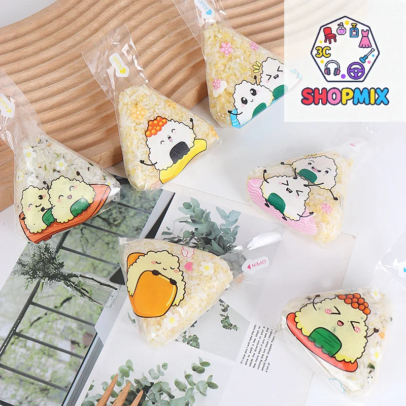 50Pcs Lovely Cartoon For Triangle Rice Ball Packaging Bag Nori Onigiri Sushi Bag Sushi Making Mold Bento Accessories