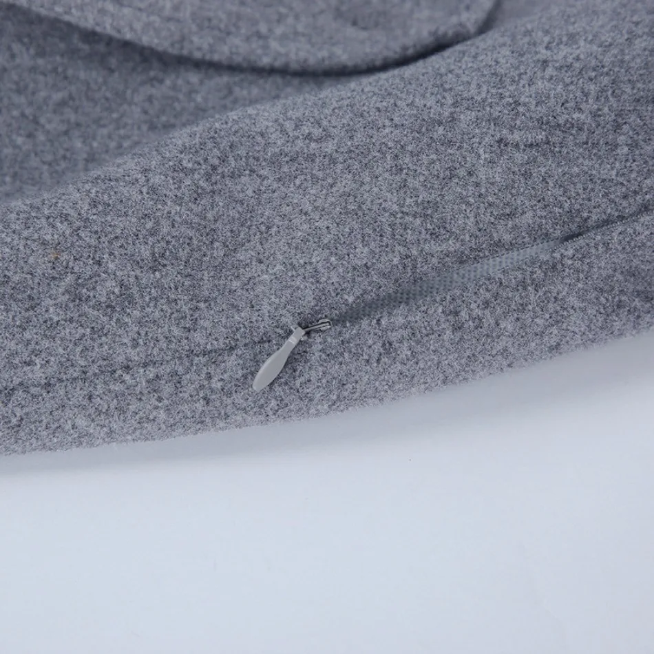 Herbst Winter Neue Damen-Pendlerkleidung Grauer Woll-Midirock Eleganter Hochtaillierter Knopf-Schlitzrock für Damen – Detail 24