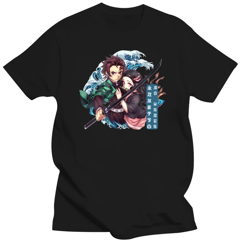 Funny Demon Slayer Kimetsu No Yaiba Shirt Tanjiro Kamado Nezuko T-shirt Men Short Sleeved Leisure Anime Manga Tshirt Cotton Tee