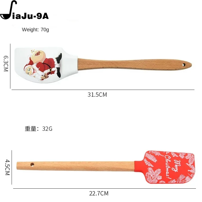 Christmas Cream Creative Pattern Butter Spatula Kitchen Cake Mixing  Silicone Scraper Baking Tool Accessories Espatula Silicona