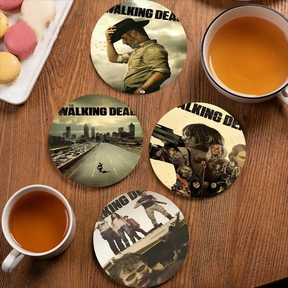 The WalkingS DeadS TV 1pc Pattern Coaster Tea Cup Heat Insulation Pad Anti-scalding Anti-slip Table Bowl Plate Mat