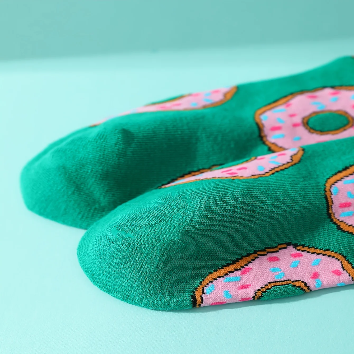 A pair of novelty interesting donut socks comfortable and breathable suitable for Halloween Christmas Valentine\'s Day Gifts