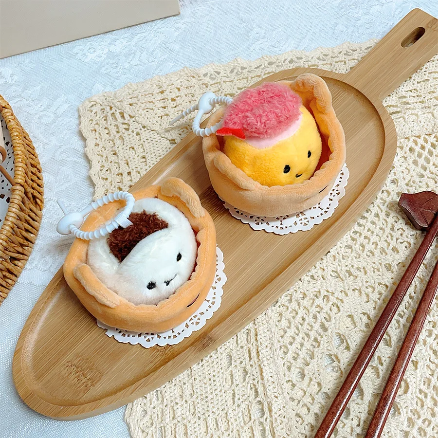 Mignon vapeur en peluche poupée pendentif japonais créatif chignon nourriture en peluche jouet dessin animé porte-clés sac à dos décoration cadeau d'anniversaire
