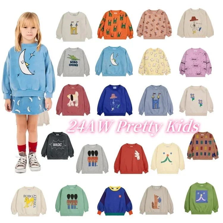 

In Stock！BC Sweatshirts 2024 AW New Boys and Girls Long Sleeve T-shirt Cartoon Printed Top Sweatshirts Hoodie