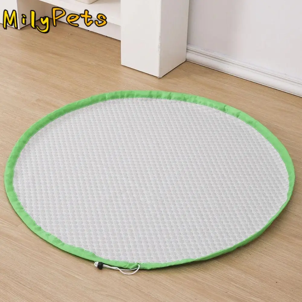 

Adjustable Dog Bed Cover Round Ice Silk Fabric Drawstring Storage Bag Multifunctional Puppy Quilt Summer Cat Mat Home