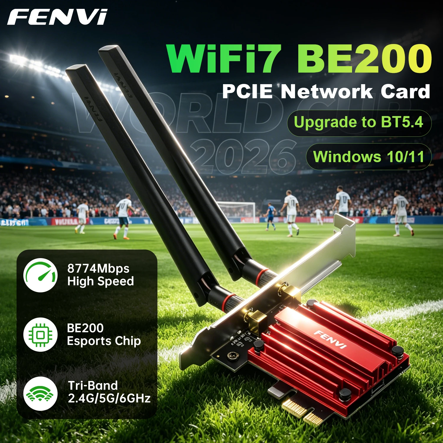 

fenvi Wifi 7 pcie Wireless Adapter be200 Bluteooth 5.4 Tri Band 2.4G/5G/6Ghz 8774Mbps Windows 10/11 64bit better than wifi 6E