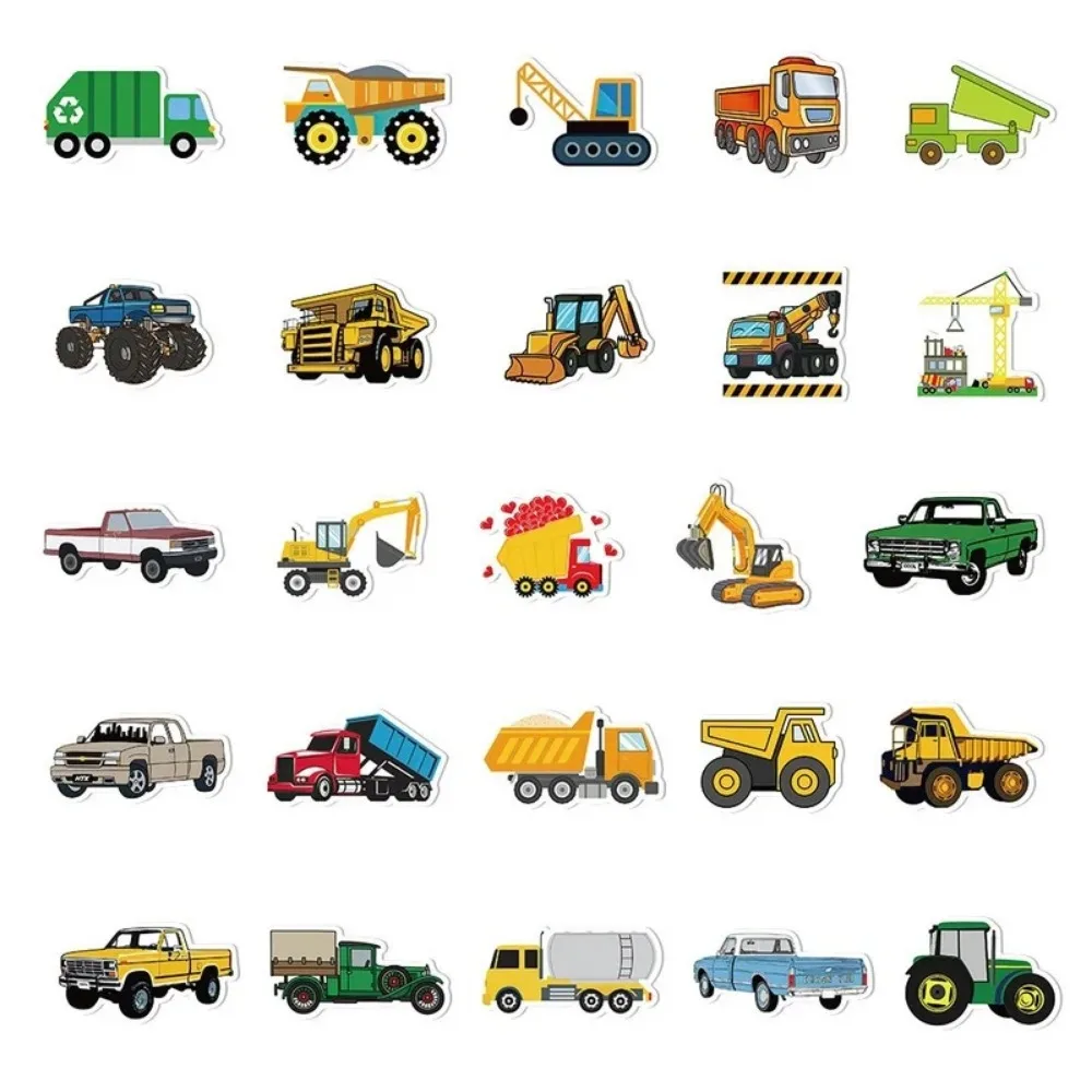 10/25/50pcs Cartoon Truck Stickers Transports Decals for Bedroom Teaching Scrapbook Suitcase Notebook Stationery Water Bottle