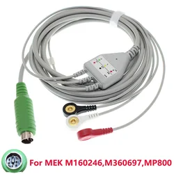 Compatible With 7 Pin MEK M160246, M360697, MP800 Multi-Parameter Patient Monitor ECG EKG Cable 3/5 Lead Wire