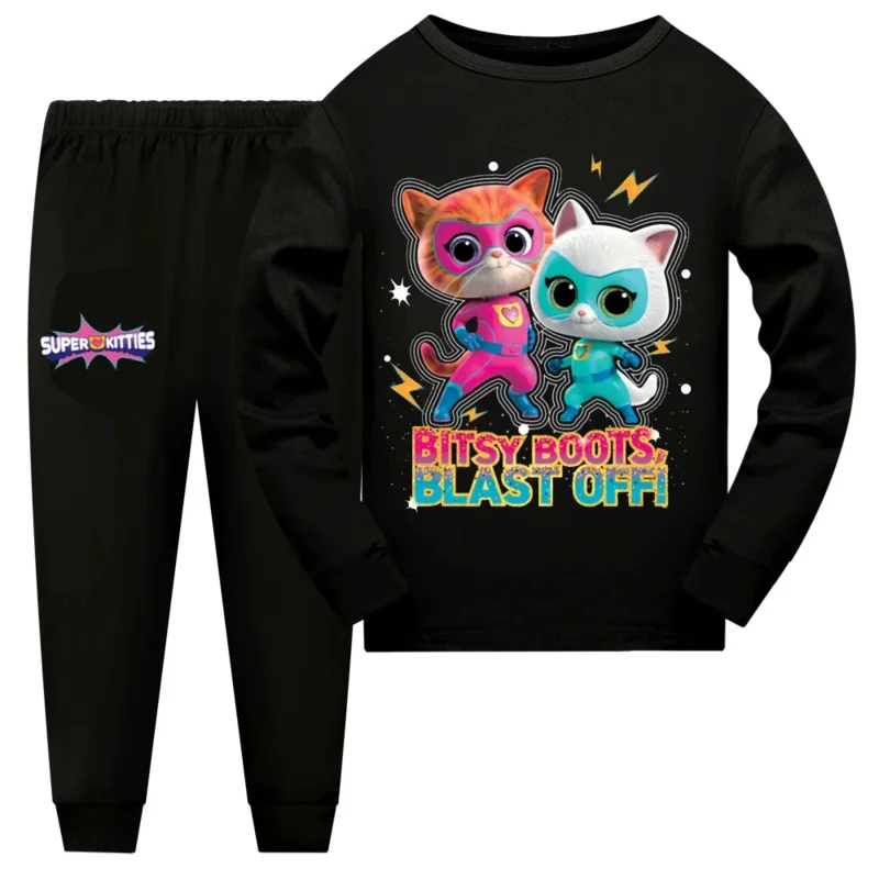 

Kids SuperKitties Pajamas Set Girl Anime Super Kitties Cosplay Home Clothing Long Sleeve Children Sleepwear Boys Clothing