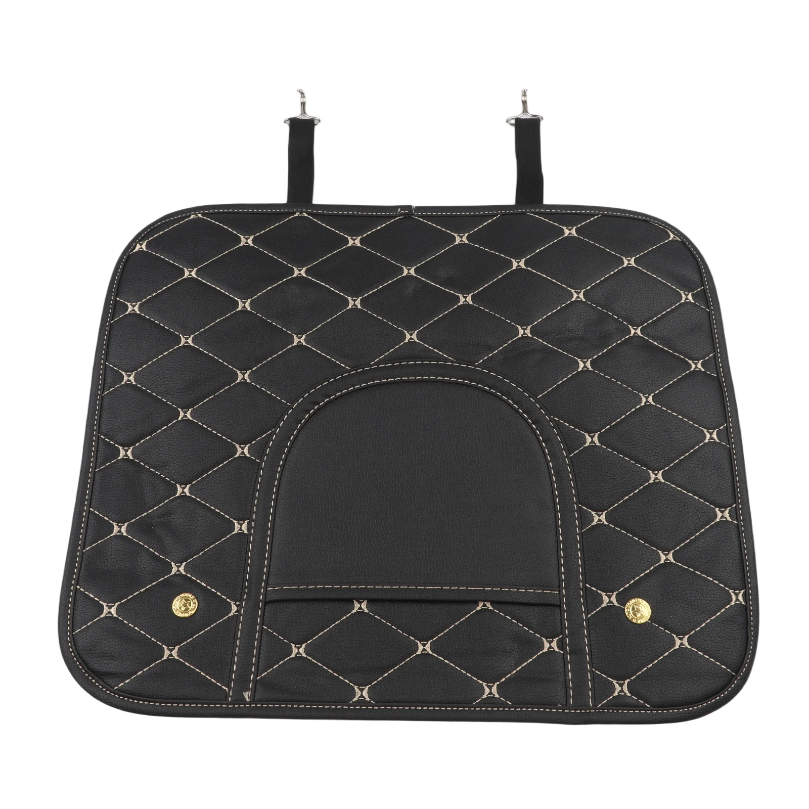 PU Leather Car Kick Mat for Rear Seats Protects Against Scratches with Storage Pocket and Quick Installation Features