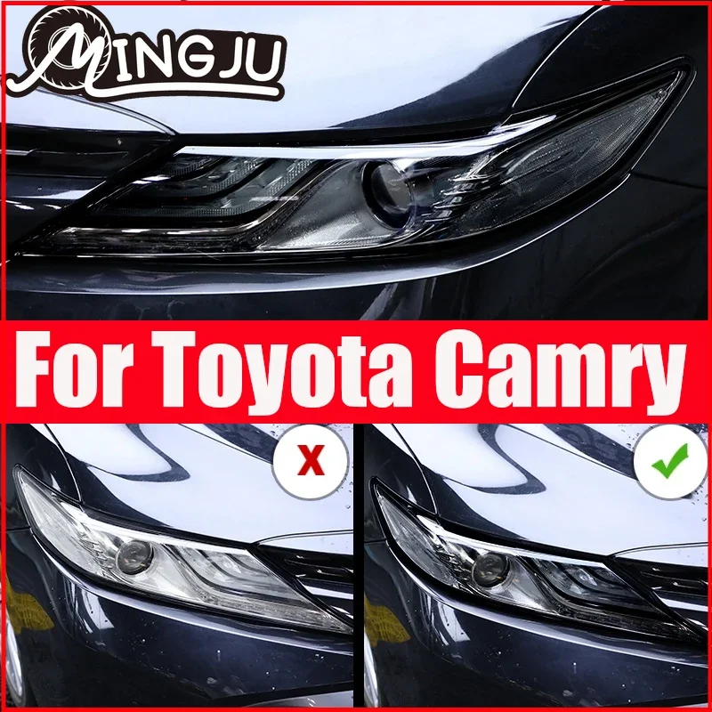 TPU  Car Goods Black Headlight Film anti-scratch protective sticker for Toyota camry 2018 2019 2020 5th XV70 Accessories