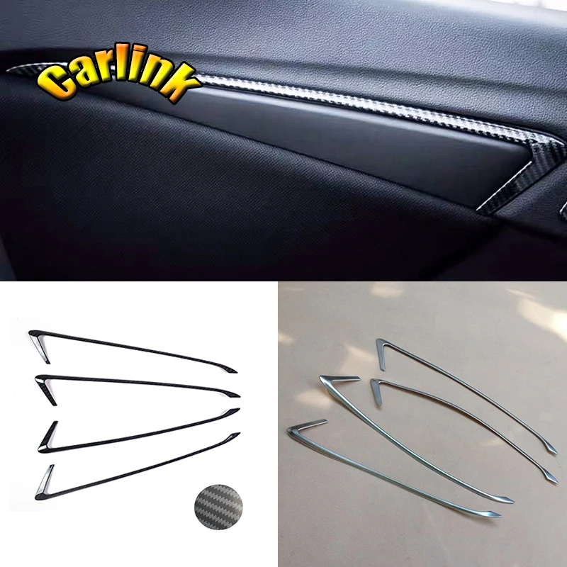 

ABS Matte/Carbon Fibre For HONDA FIT JAZZ 2014-2018 Inside Window Trims Inside Door Panel Strip Cover Door Inner Sticker 4pcs