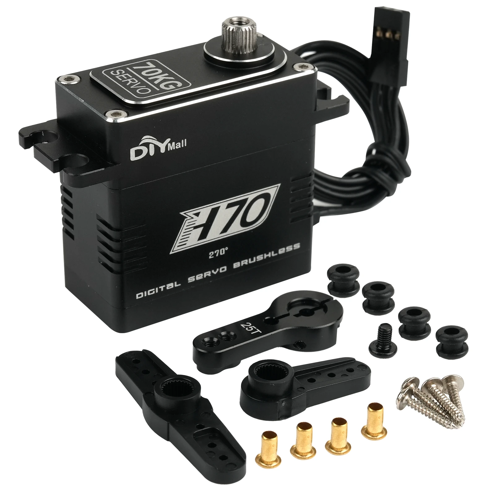Servo sin escobillas de alto par impermeable de 70 kg 180 ° /270 ° /360 °   Servo de engranaje de acero inoxidable 8,4 V para rastreadores/robotos/SCX10/Traxxas RC