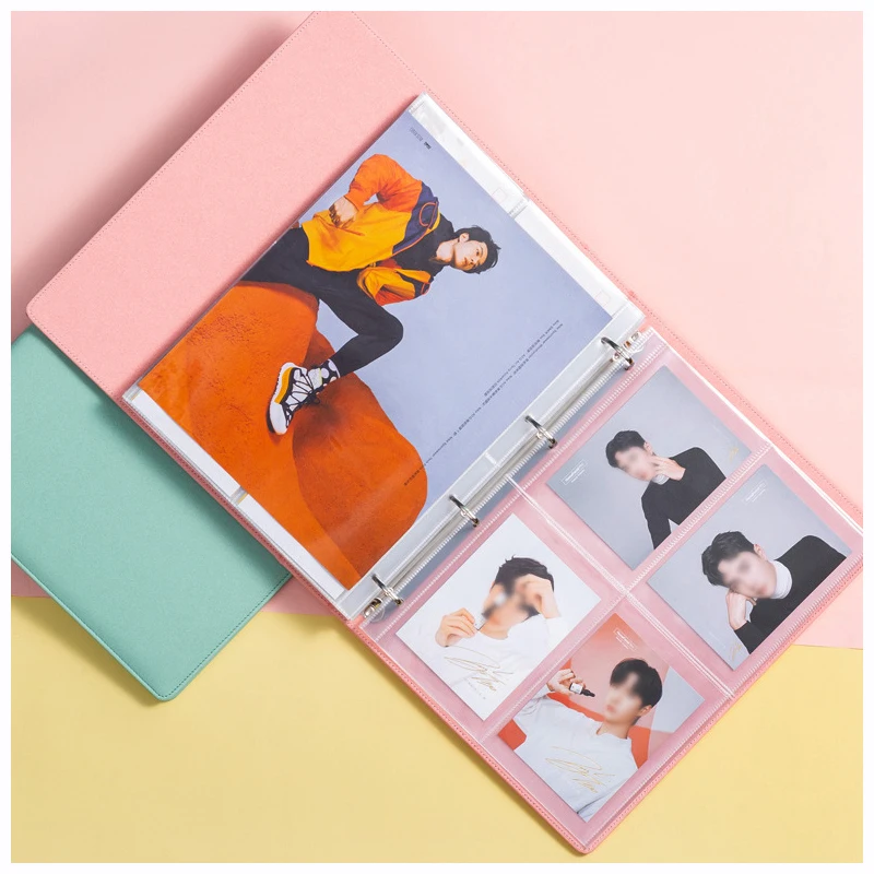 A4 Photocard Binder Glitter D Ring Kpop Photo Album Pocket Sleeves Clear PVC Free Postcard Picture Photocard Holder Collect Book