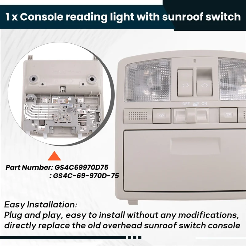 

AUTO Car Overhead Reading Light With Sunroof Switch Sunglasses Case GS4C-69-970D-75 For Mazda 6 2009-2011 GS4C69970D75