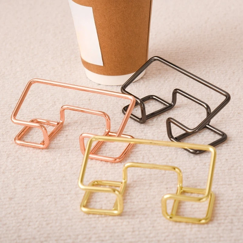 Wrought iron linear metal business card holder, desktop storage card box, wrought iron display rack, high-end
