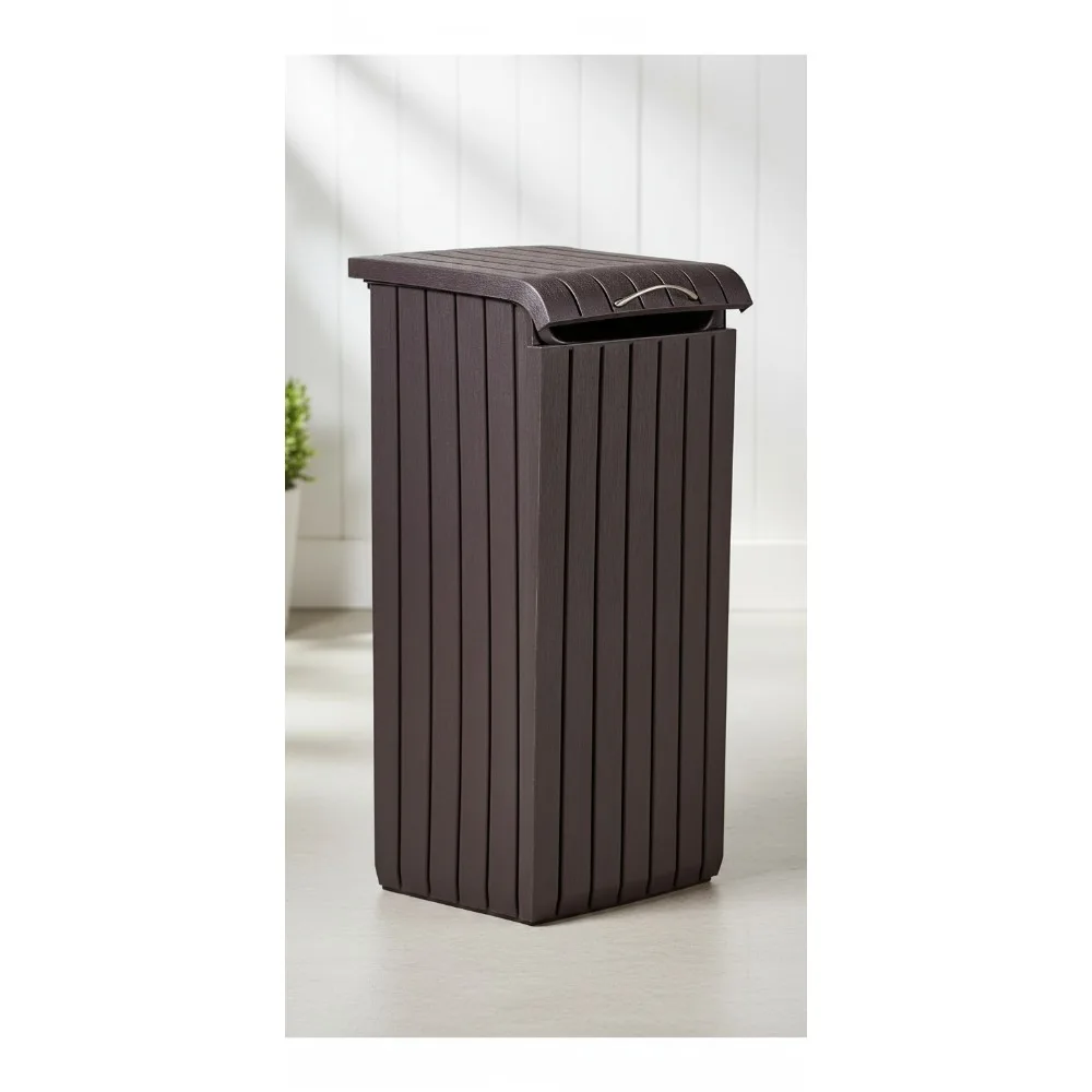 

32 Gallon Large Outdoor Trash Can with Lid - Durable Resin Construction for Patio Kitchen Garden Use