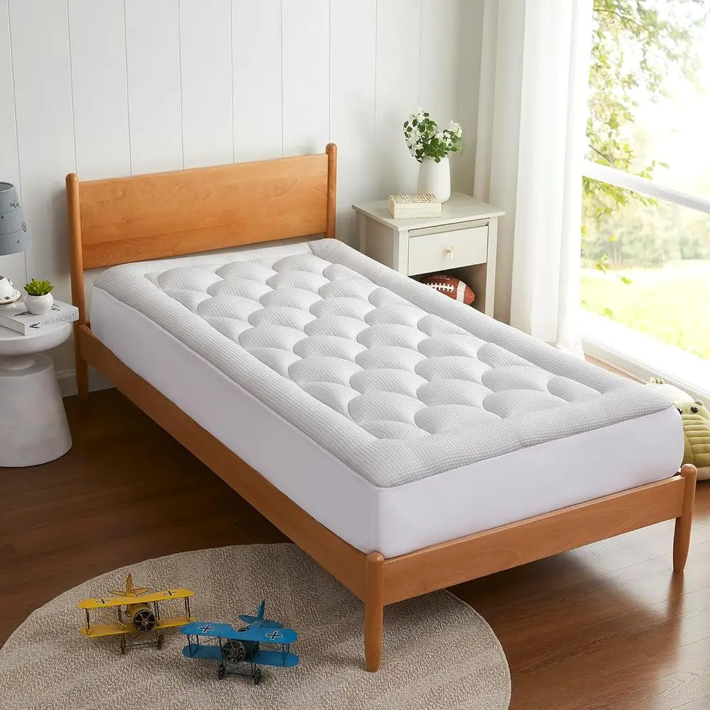 

Breathable Cooling Pillow Top Mattress Pad for Support and Back Pain Relief, Quilted with Deep Pocket, Washable (39x75 inches, G