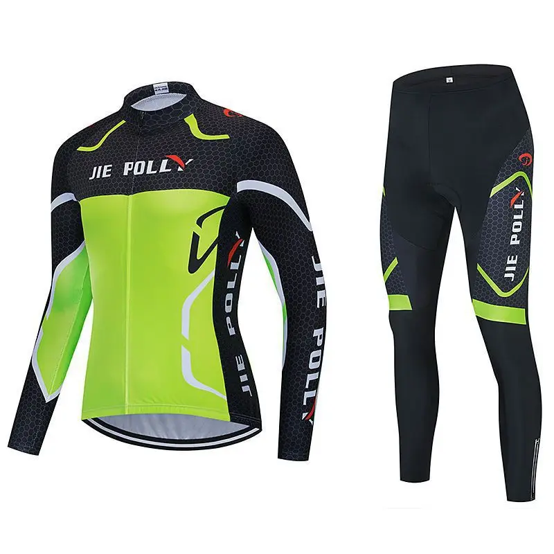 Cycling Clothing Men Set Long Bicycle Jersey Skinsuit Sleeve Bike Bib Autumn Man Suits Pants Clothes Tricuta Summer Padding Leg