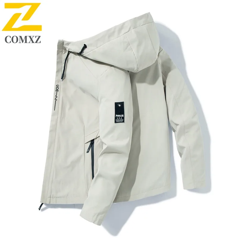 

COMXZ Мужская походная куртка Премиум-комфортный дизайн Кемпинг Легкое пальто Повседневная с капюшоном Повседневная модная ветрозащитная осенняя одежда