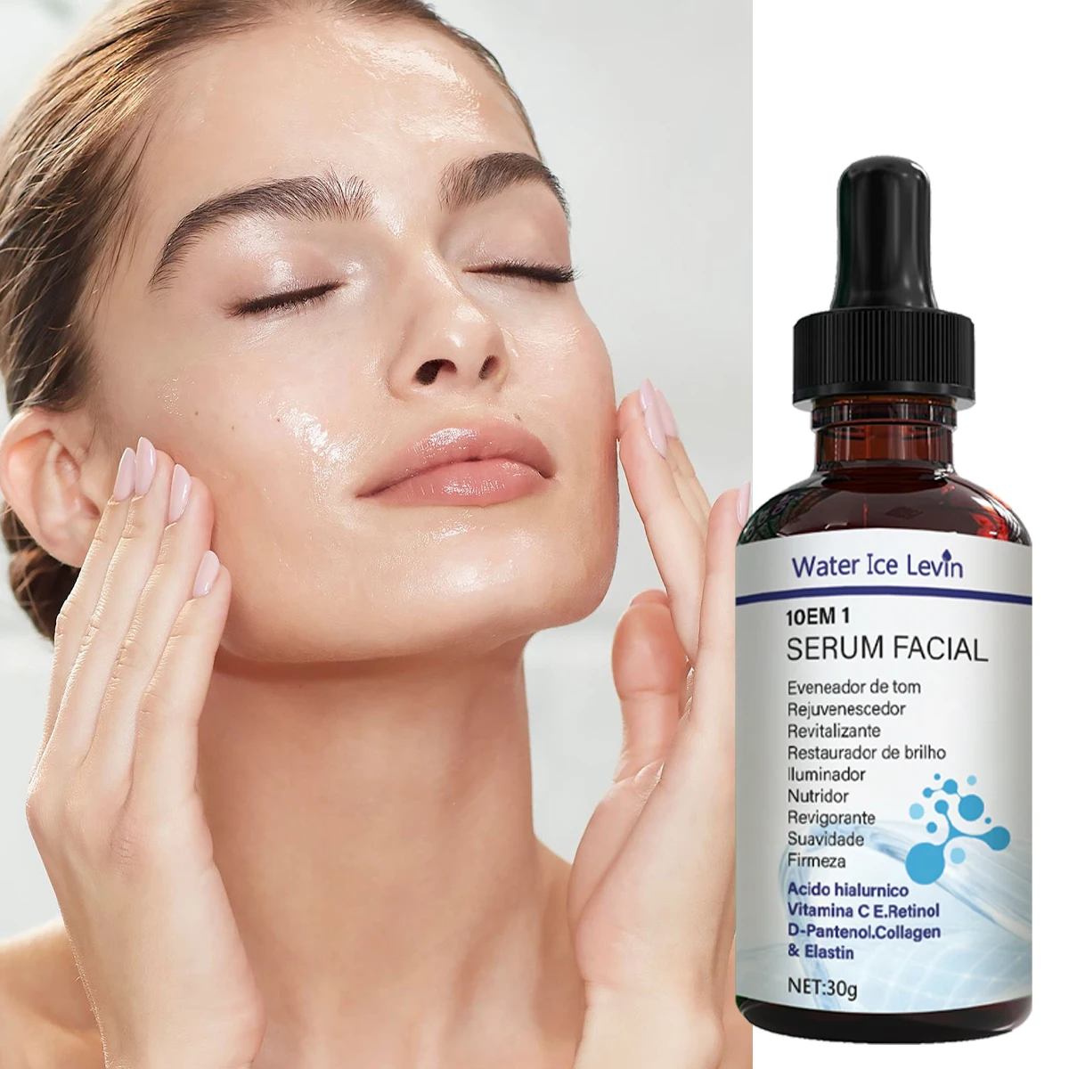 10 in 1 Retinol Face Serum with Hyaluronic Acid, Collagen & Vitamin C Firming Moisturizing Anti-Wrinkle Brightening Serum 30g