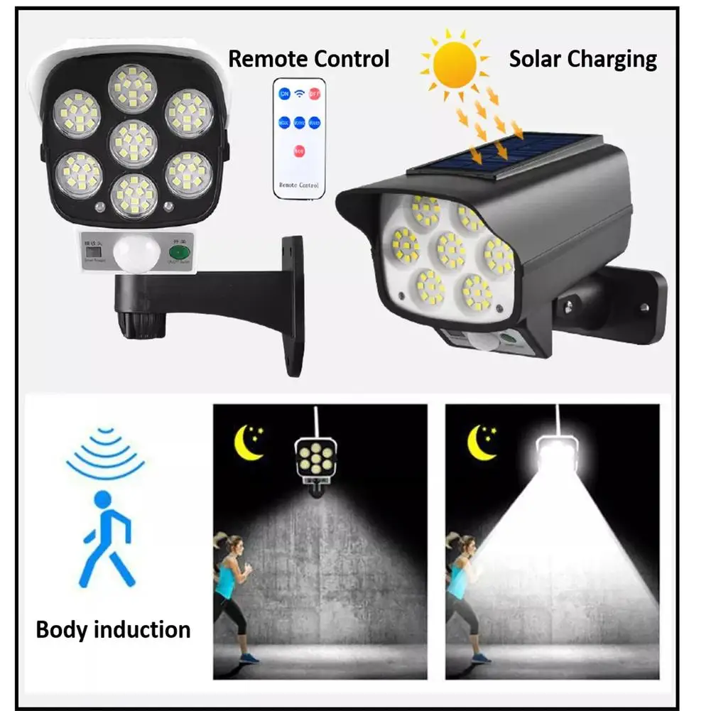 Lampe solaire LED extérieure sans fil, fausse caméra de surveillance de simulation, sécurité à domicile polyvalente, antivol, éclairage extérieur