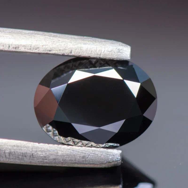 Moissanite warna hitam VVS1 potongan Oval dengan GRA sertifikat untuk jimat manik-manik DIY membuat perhiasan gelang liontin bahan utama