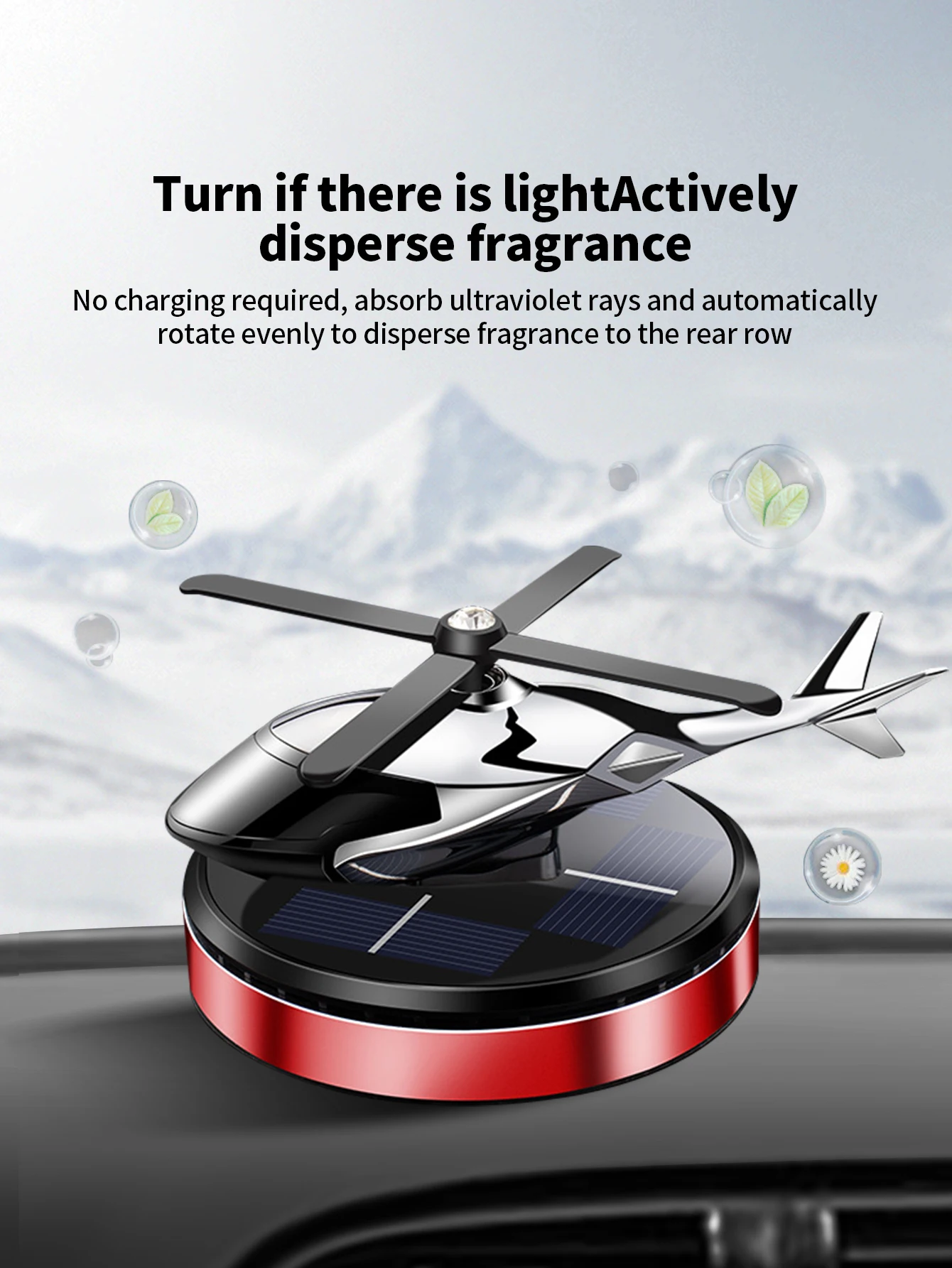 

Автомобильный ароматизатор на солнечной батарее в виде вертолета, светоактивируемый вращающийся диффузор для ароматерапии