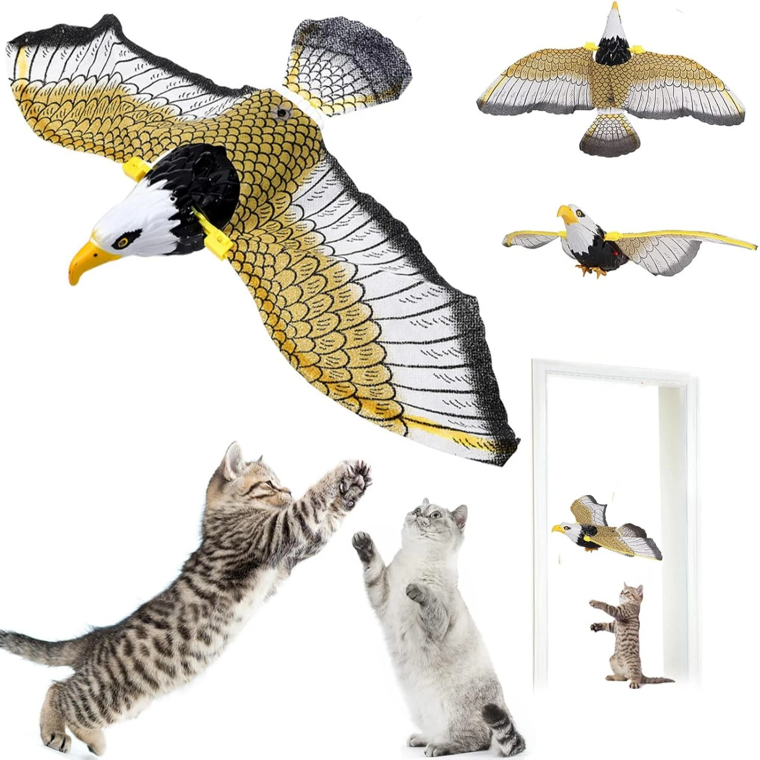 

Bird Toys for Cats,Flying Eagle/Parrot Shape Sound Toys for Indoor Cat Kittens,Funny Exercise Teaser Replacement for Cats