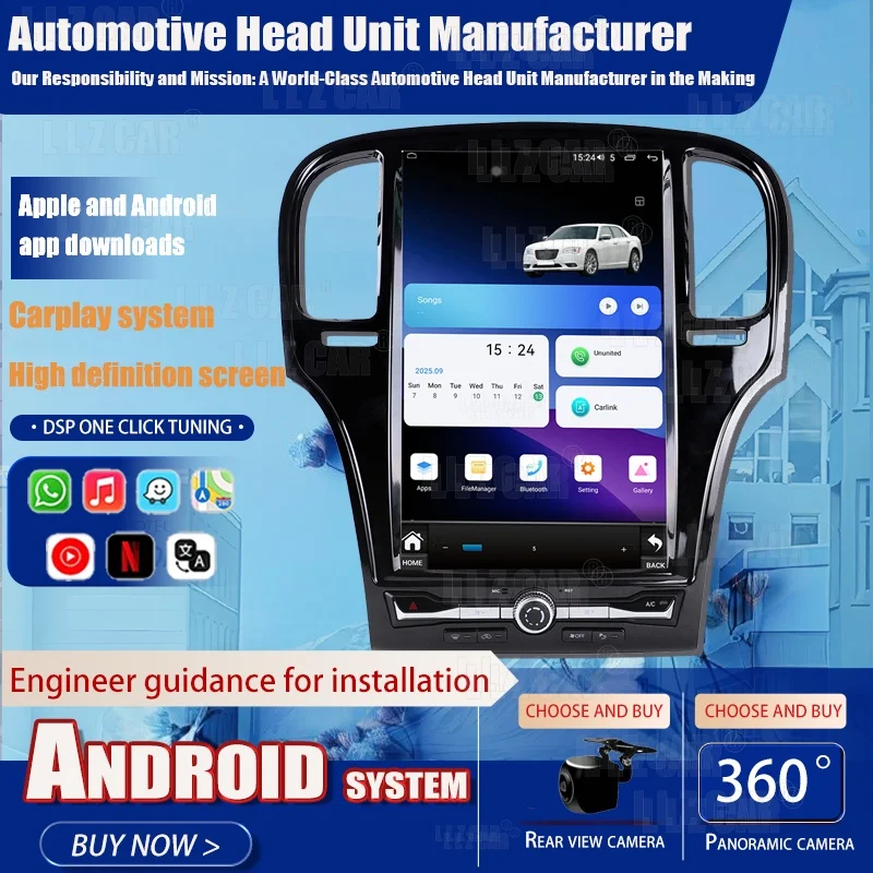 14.5 Carplay Android 15 Car Vertical Screen Car GPS Navigation for Chrysler 300C 2011-2023 Head Unit Multimedia Player Car Radio