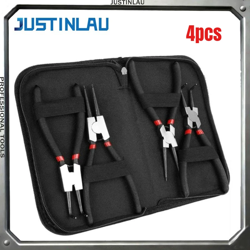 JUSTINLAU 1er-Set 7-Zoll-Kartenfederzangen-Set, Dual-Use-Winkel- und Gerade Federzangen-Set, Innen- und Außenbiegezangen, Handzangen