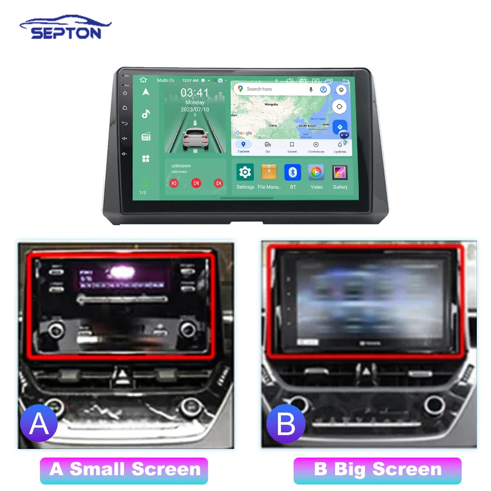 SEPTON Android Car Radio for Toyota Corolla 2019 2020 2021 2022 Multimedia Player Carpaly Wifi Navi GPS Head Unit 4G Net 2 Din