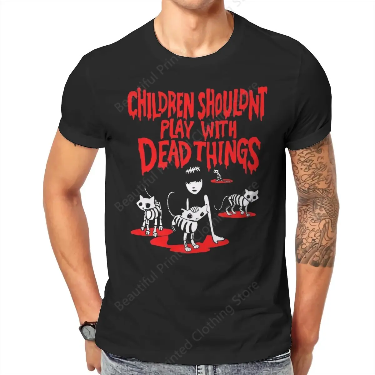 100% Cotton  T-shirt Emily the Strange children shouldn't play with dead things Print Cool Men's Women's T-Shirts