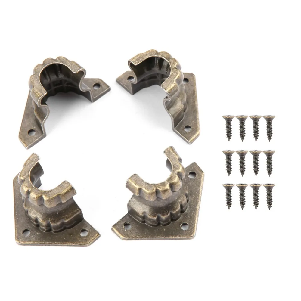 24pcs Vintage Style With Screws Corner Protectors Wood Case Feet Bronze Finish Furniture Legs Box Feet For Decorative Use