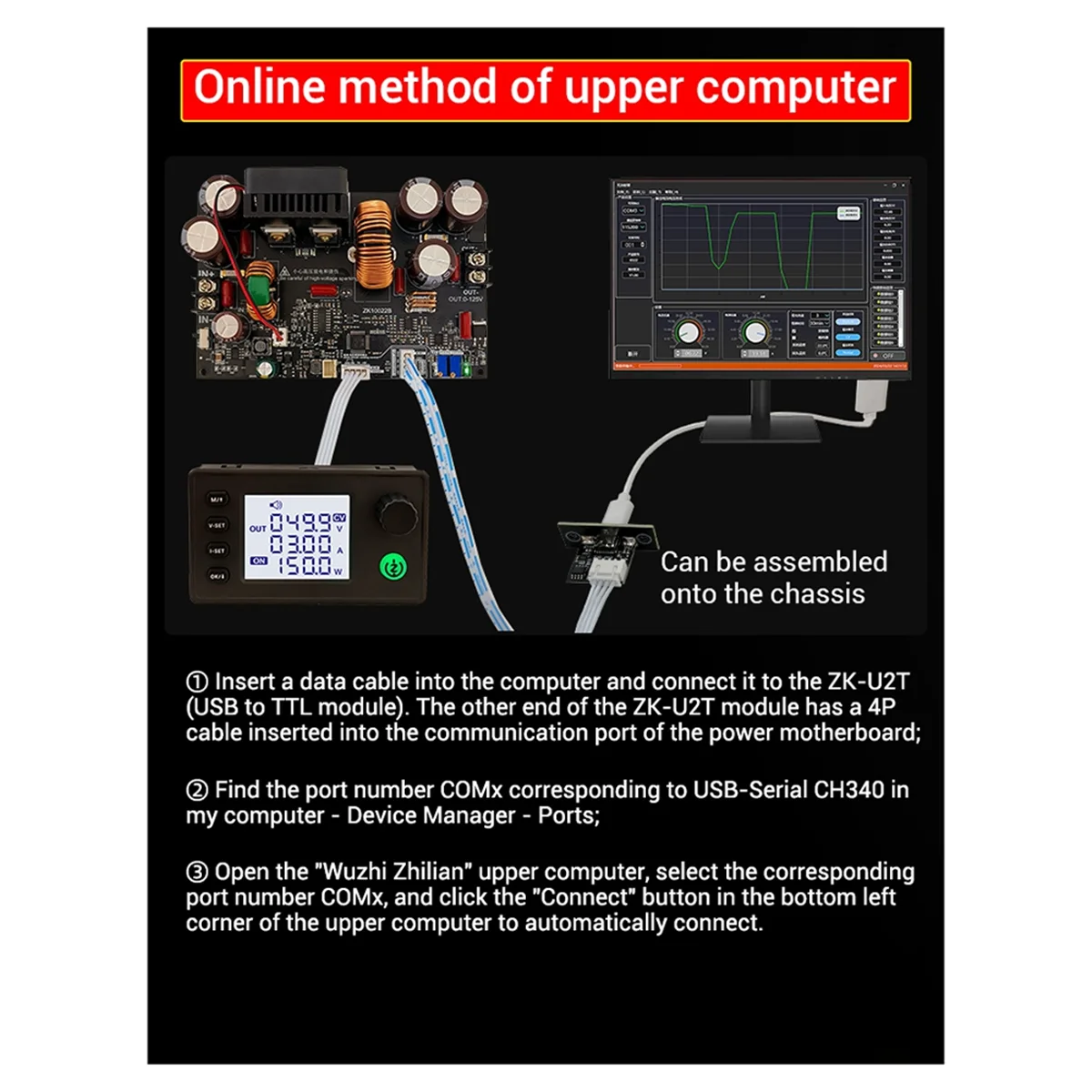 ZK-10022 CNC Step-Down DC Regulowany zasilacz regulowany Ulepszenie modułu stałego napięcia i stałego prądu B