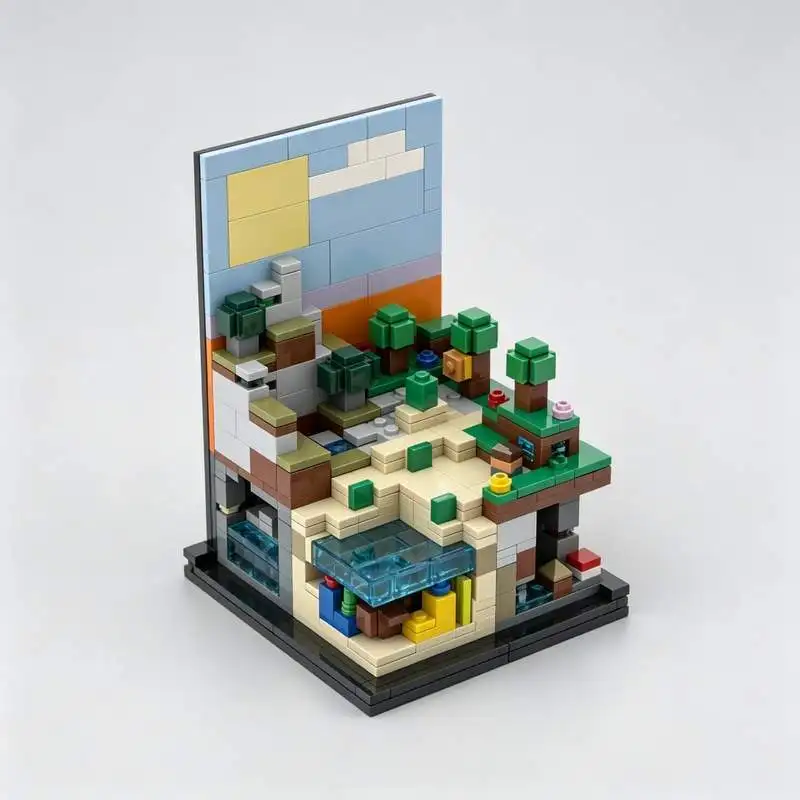 616pcs-pixel-world-first-night-diorama-building-blocks-miniature-landscape-model-diy-assembly-creative-display-collection-gift