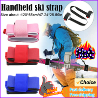 Black Nylon Adjustable Ski Handle Strap Bag Skiing Bag Adjustable Pole Shoulder Hand Carrier Lash Straps Porter Hook Loop