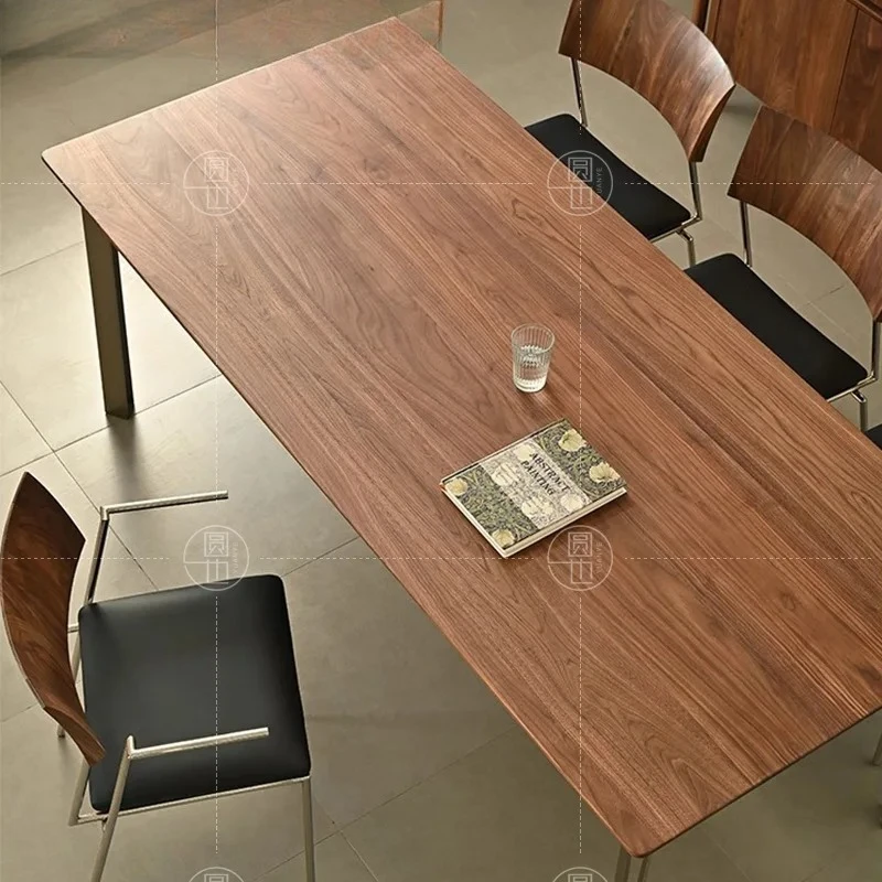 

B dining table household simple desk metal foot rectangular table