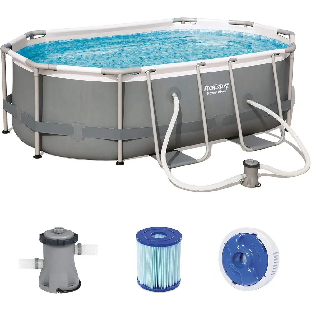 

Steel Frame Pool Oval with Sturdy Steel Frame in Practical XL Complete Set